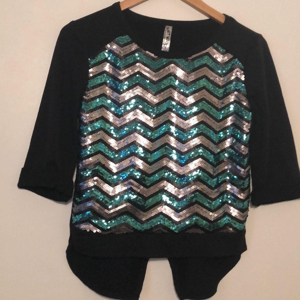 Girls Sequined Front Shirt